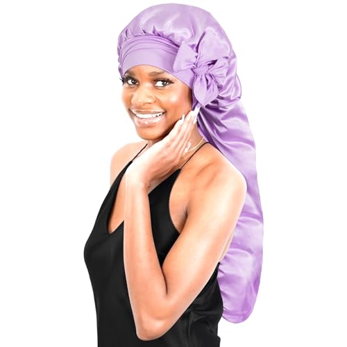 BONNET QUEEN Silk Bonnet for Sleeping Satin Bonnet Black Bonnet Braid Bonnet Jumbo Bonnet Hair Bonnet Tie Bonnet for Braids with Tie Band for Women Curly Hair Locs