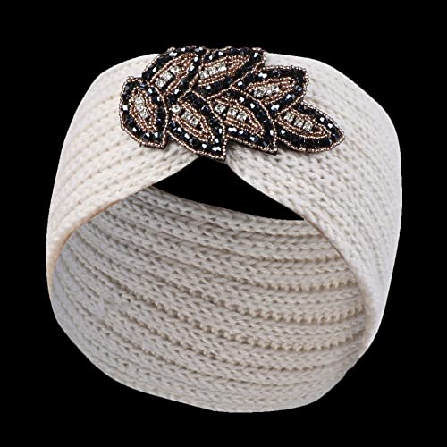 Yarwayer Rhinestone Glitter Bling Crochet Turban Knited Headband Headwrap Hairband Braided For Winter Ear Warmers Hear Wrap For Girl Women
