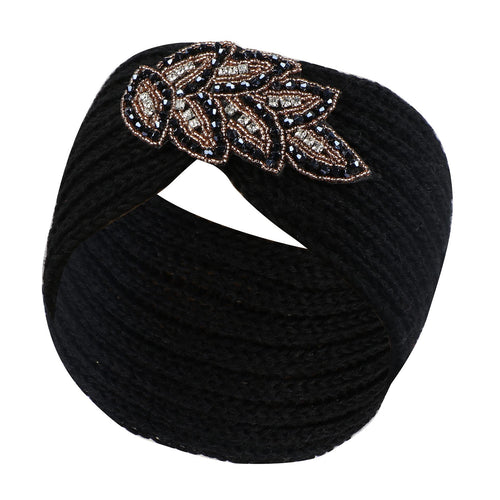 Yarwayer Rhinestone Glitter Bling Crochet Turban Knited Headband Headwrap Hairband Braided For Winter Ear Warmers Hear Wrap For Girl Women