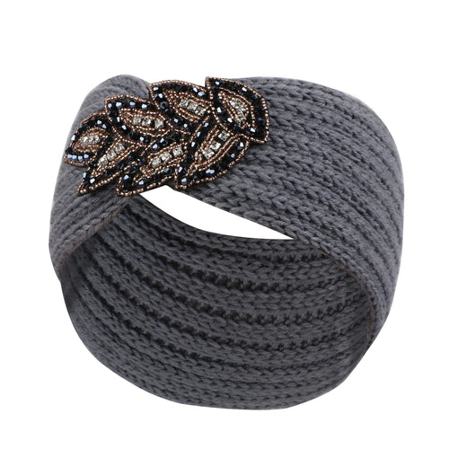 Yarwayer Rhinestone Glitter Bling Crochet Turban Knited Headband Headwrap Hairband Braided For Winter Ear Warmers Hear Wrap For Girl Women
