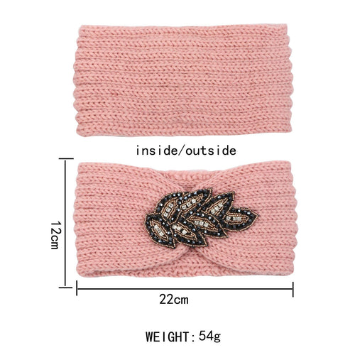 Yarwayer Rhinestone Glitter Bling Crochet Turban Knited Headband Headwrap Hairband Braided For Winter Ear Warmers Hear Wrap For Girl Women