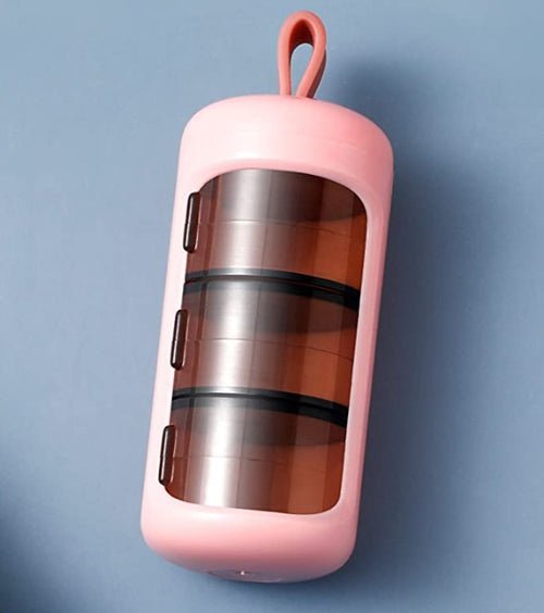 Mini Cute Small Round Compact Vitamin Medication Keychain Travel Pocket Fish Pill Daily Organizer Bottle Purse 2 or 3 Times per Day