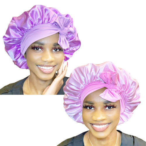 Bonnet Queen Silk Bonnet For Sleeping Satin Bonnet Hair Bonnet Pink Bonnets for Women Natural Hair Wrap Night Satin Cap For Girls 2Pcs Pack