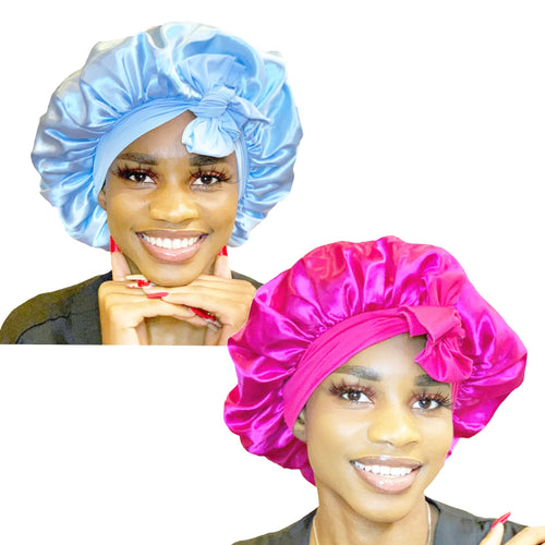 Bonnet Queen Silk Bonnet For Sleeping Satin Bonnet Hair Bonnet Pink Bonnets for Women Natural Hair Wrap Night Satin Cap For Girls 2Pcs Pack