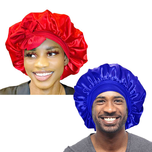 Bonnet Queen Silk Bonnet For Sleeping Satin Bonnet Hair Bonnet Pink Bonnets for Women Natural Hair Wrap Night Satin Cap For Girls 2Pcs Pack