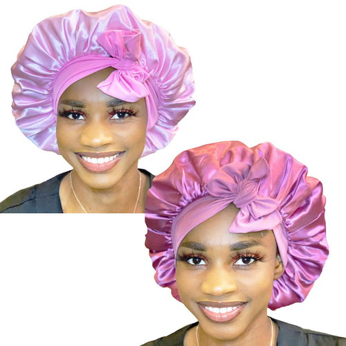 Bonnet Queen Silk Bonnet For Sleeping Satin Bonnet Hair Bonnet Pink Bonnets for Women Natural Hair Wrap Night Satin Cap For Girls 2Pcs Pack